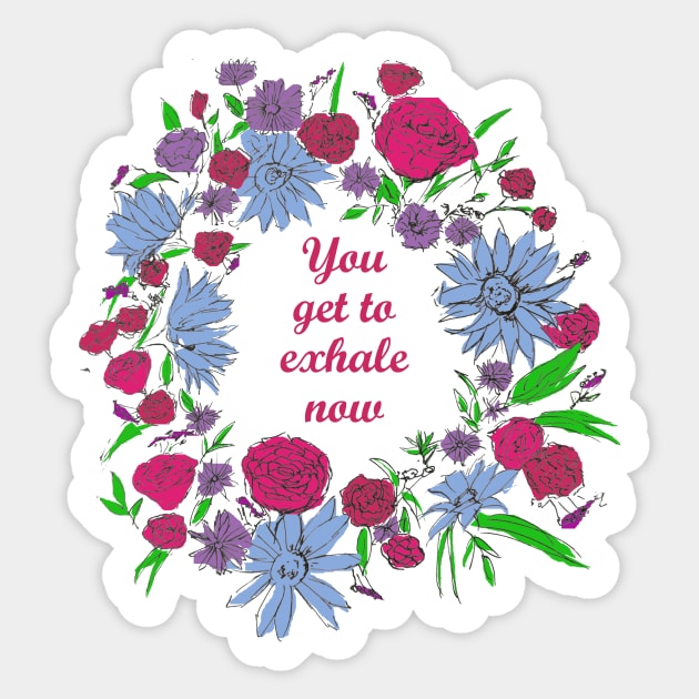 Exhale Now - Bi Flag- Flowers Sticker by brainbag
